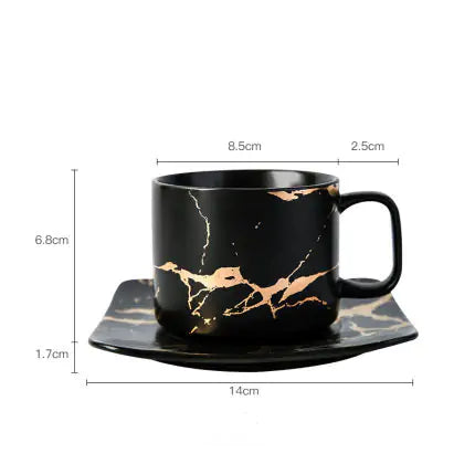 Coffee cups with marble gold inlay