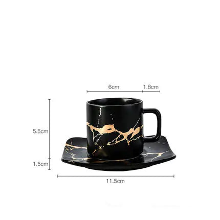Coffee cups with marble gold inlay