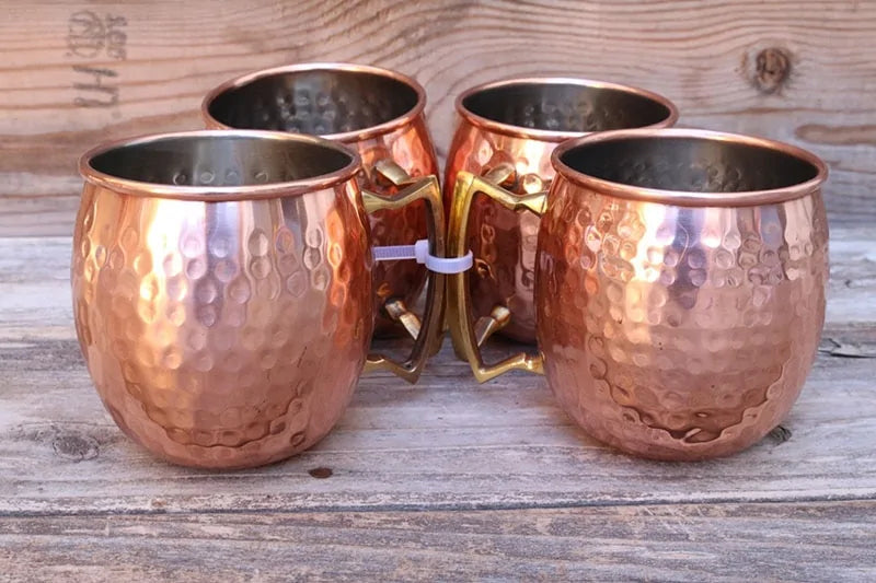 Tazza rivestita in rame martellato