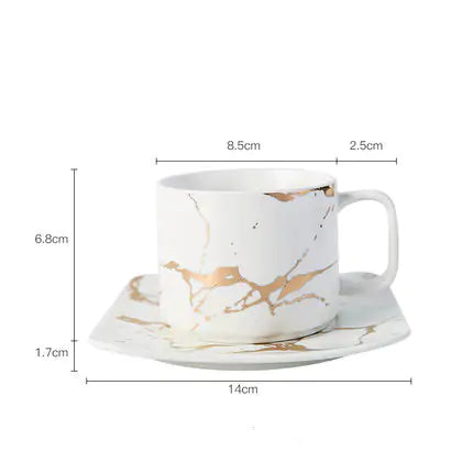 Coffee cups with marble gold inlay