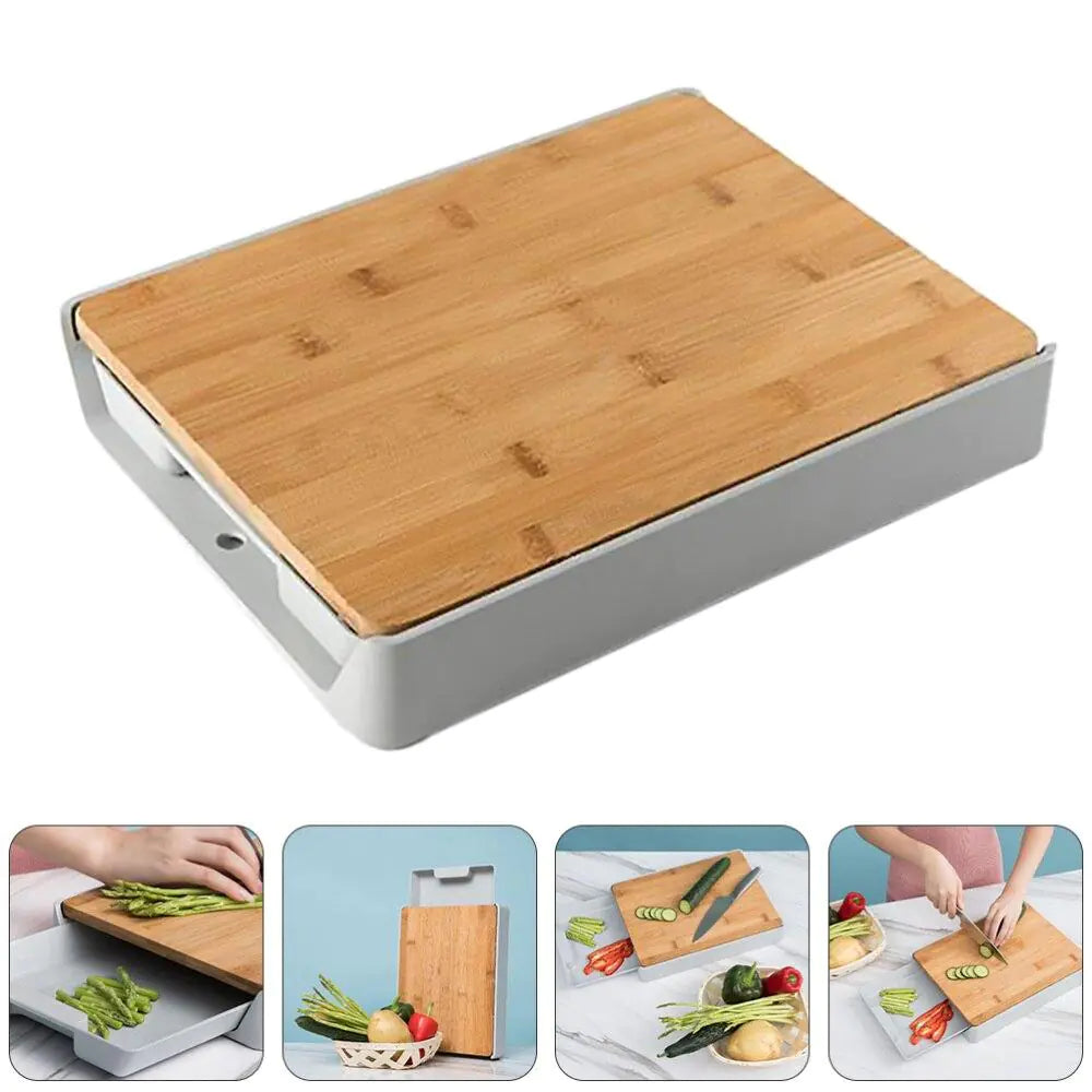 Bamboo cutting board with drawer