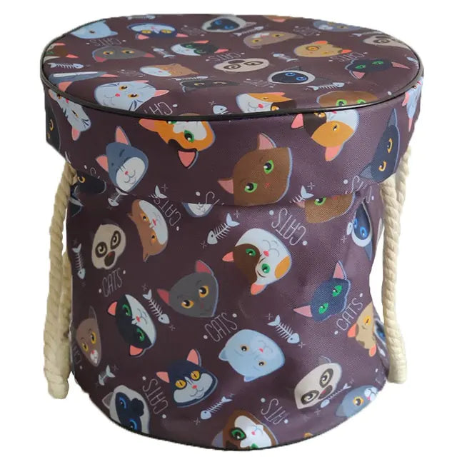 Foldable toy storage mat with basket