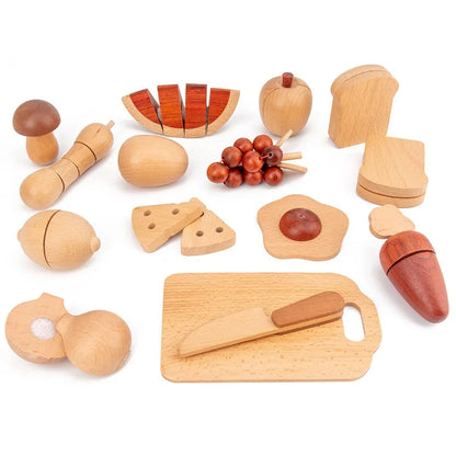 Wooden kitchen toy in tree trunk design