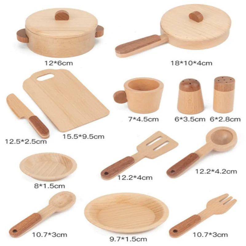 Wooden kitchen toy in tree trunk design