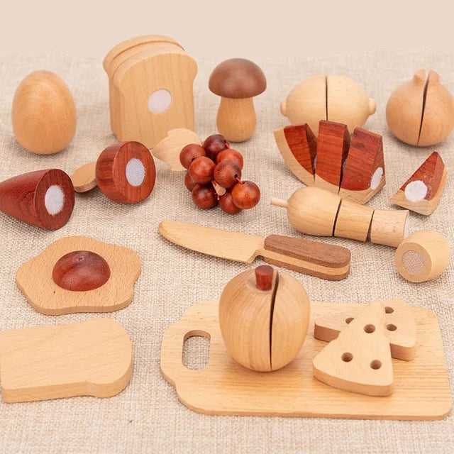 Wooden kitchen toy in tree trunk design