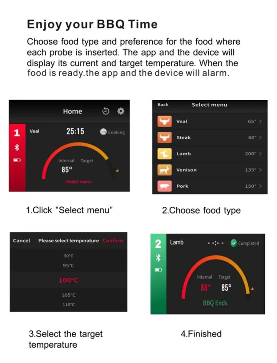 Wireless kitchen food thermometer