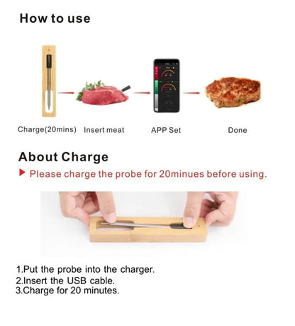 Wireless kitchen food thermometer